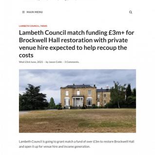 Brockwell Hall receives Lambeth funding £3m_Brixton Buzz