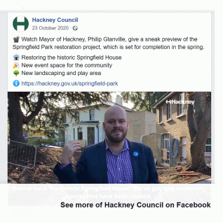Springfield Park- Mayor of Hackney facebook video