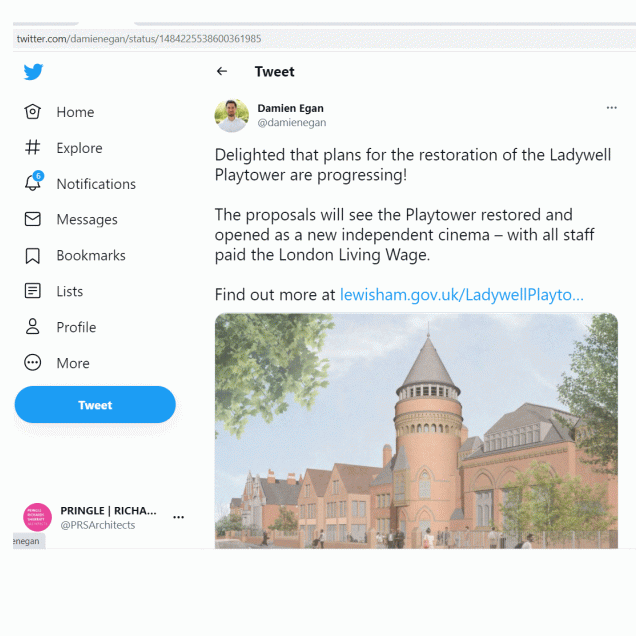 Ladywell Playtower - Twitter -  Mayor of Lewisham 22 Jan 2022